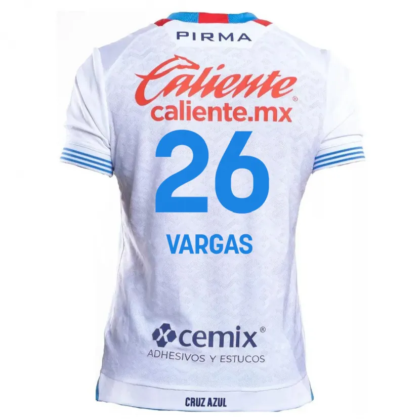 Danxen Dame Carlos Vargas #26 Hvit Blå Bortetrøye Drakt Trøye 2024/25 Skjorter T-Skjorte