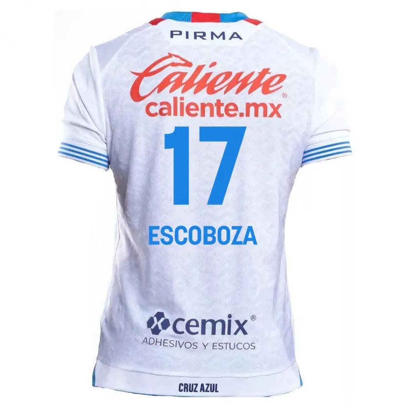 Danxen Dame Alonso Escoboza #17 Hvit Blå Bortetrøye Drakt Trøye 2024/25 Skjorter T-Skjorte