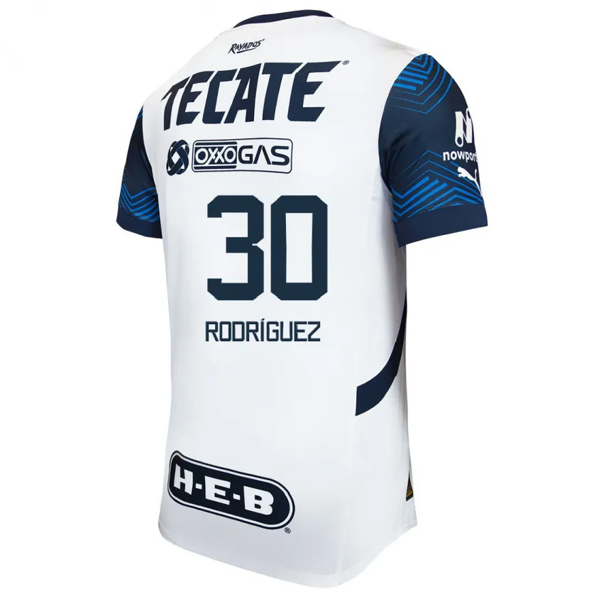 Danxen Dame Jorge Rodríguez #30 Hvit Blå Bortetrøye Drakt Trøye 2024/25 Skjorter T-Skjorte