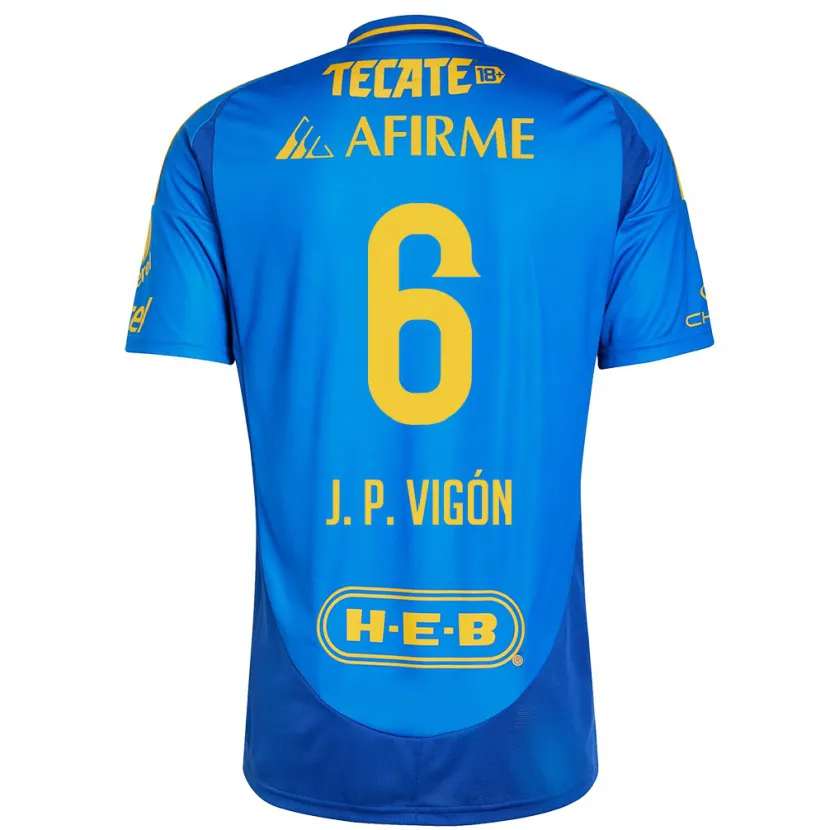 Danxen Dame Juan Pablo Vigón #6 Blå Gul Bortetrøye Drakt Trøye 2024/25 Skjorter T-Skjorte