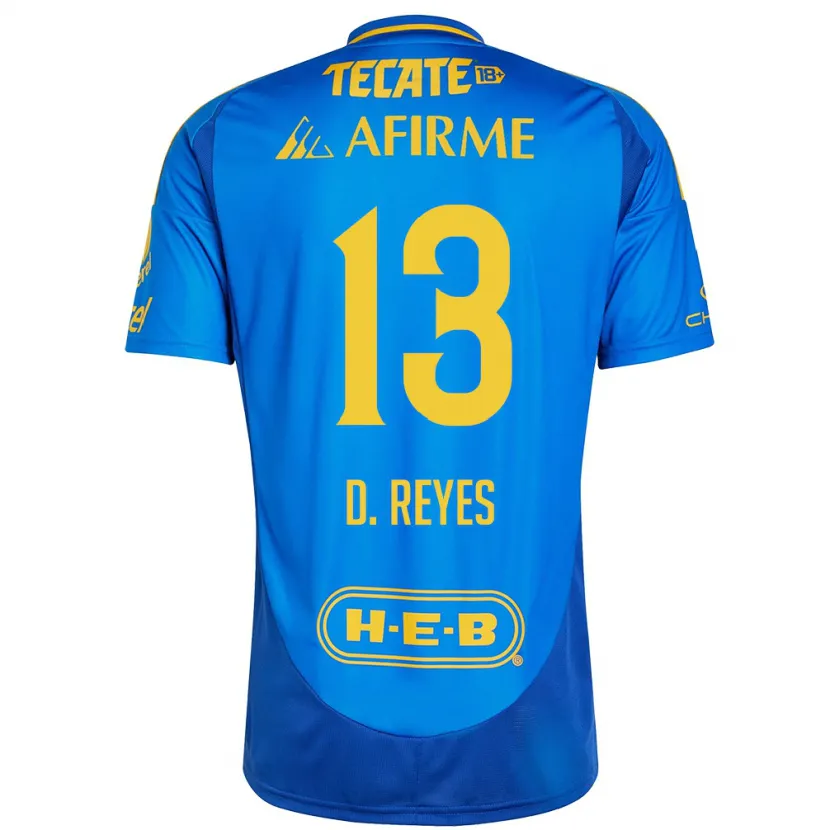 Danxen Dame Diego Reyes #13 Blå Gul Bortetrøye Drakt Trøye 2024/25 Skjorter T-Skjorte
