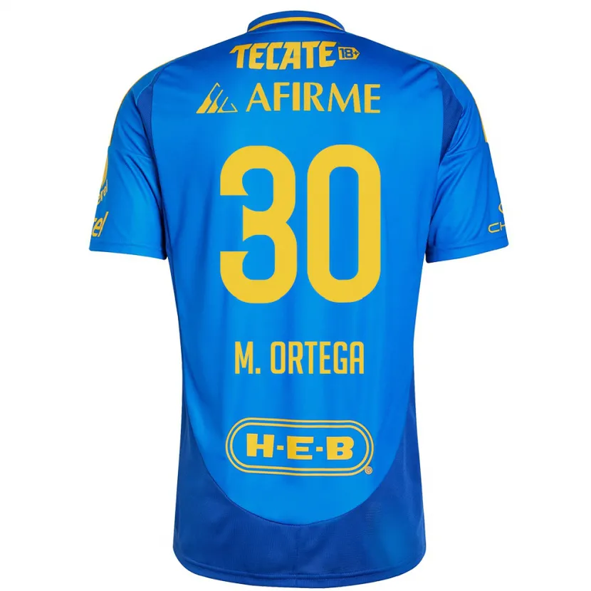 Danxen Dame Miguel Ortega #30 Blå Gul Bortetrøye Drakt Trøye 2024/25 Skjorter T-Skjorte