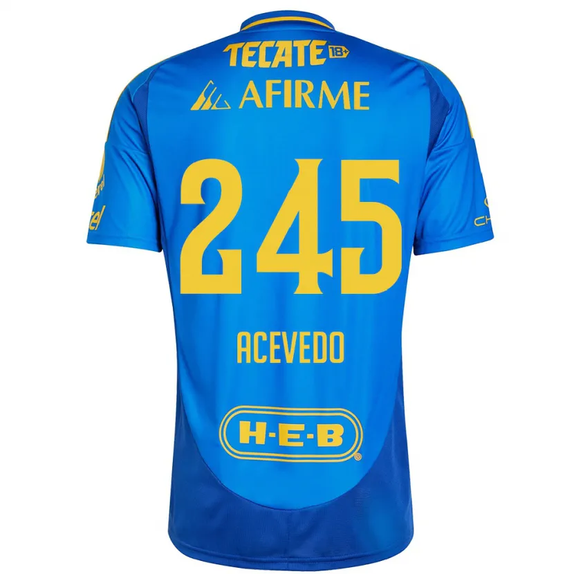 Danxen Dame Kevin Acevedo #245 Blå Gul Bortetrøye Drakt Trøye 2024/25 Skjorter T-Skjorte