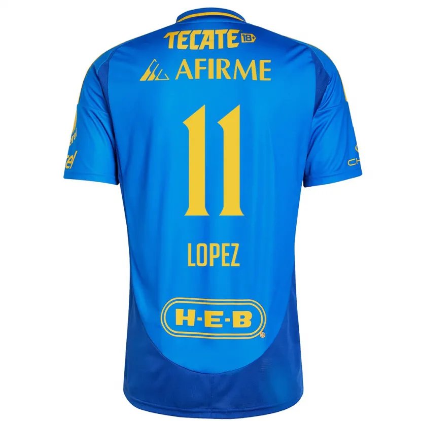 Danxen Dame Nicolas Lopez #11 Blå Gul Bortetrøye Drakt Trøye 2024/25 Skjorter T-Skjorte