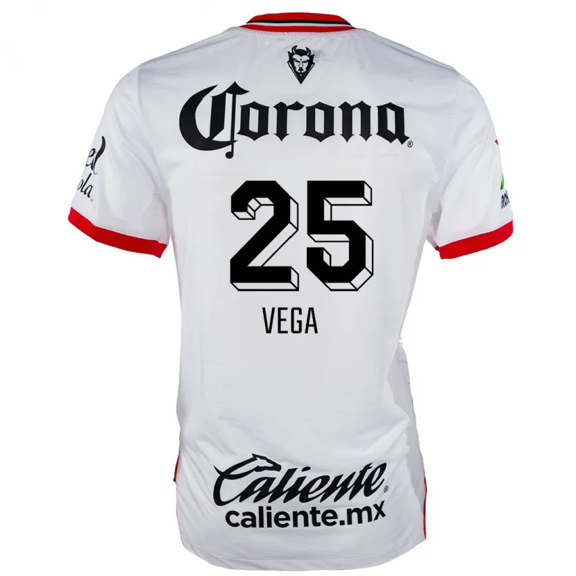 Danxen Dame Alexis Vega #25 Hvit Rød Bortetrøye Drakt Trøye 2024/25 Skjorter T-Skjorte