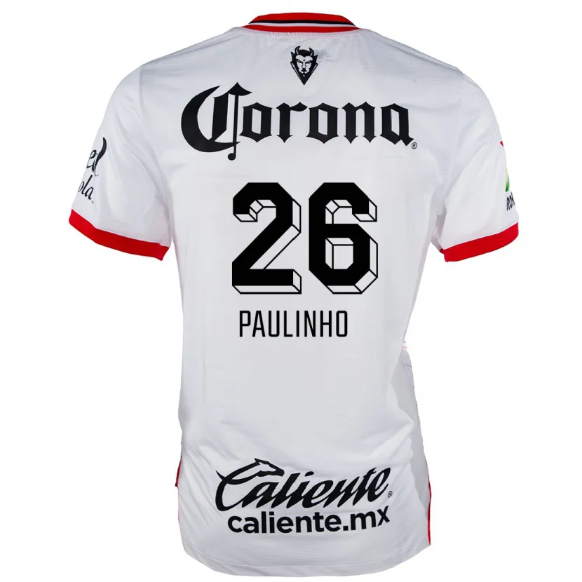 Danxen Dame Paulinho #26 Hvit Rød Bortetrøye Drakt Trøye 2024/25 Skjorter T-Skjorte