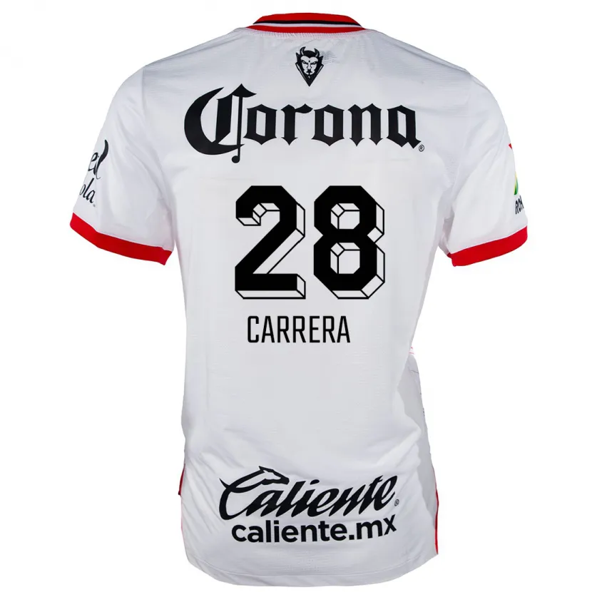 Danxen Dame Nico Carrera #28 Hvit Rød Bortetrøye Drakt Trøye 2024/25 Skjorter T-Skjorte