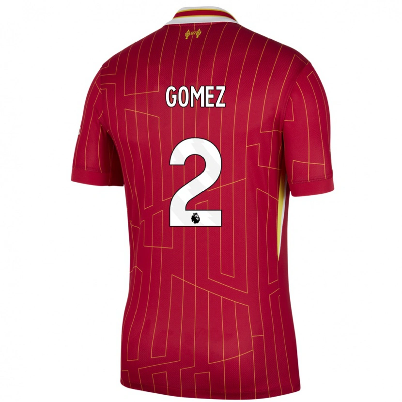 Danxen Barn Joe Gomez #2 Rød Gul Hvit Hjemmetrøye Drakt Trøye 2024/25 Skjorter T-Skjorte