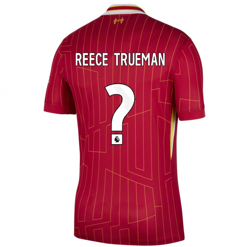 Danxen Barn Reece Trueman #0 Rød Gul Hvit Hjemmetrøye Drakt Trøye 2024/25 Skjorter T-Skjorte