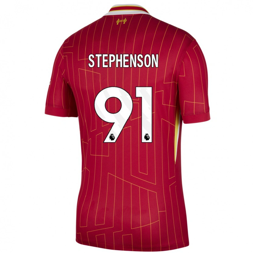 Danxen Barn Luca Stephenson #91 Rød Gul Hvit Hjemmetrøye Drakt Trøye 2024/25 Skjorter T-Skjorte