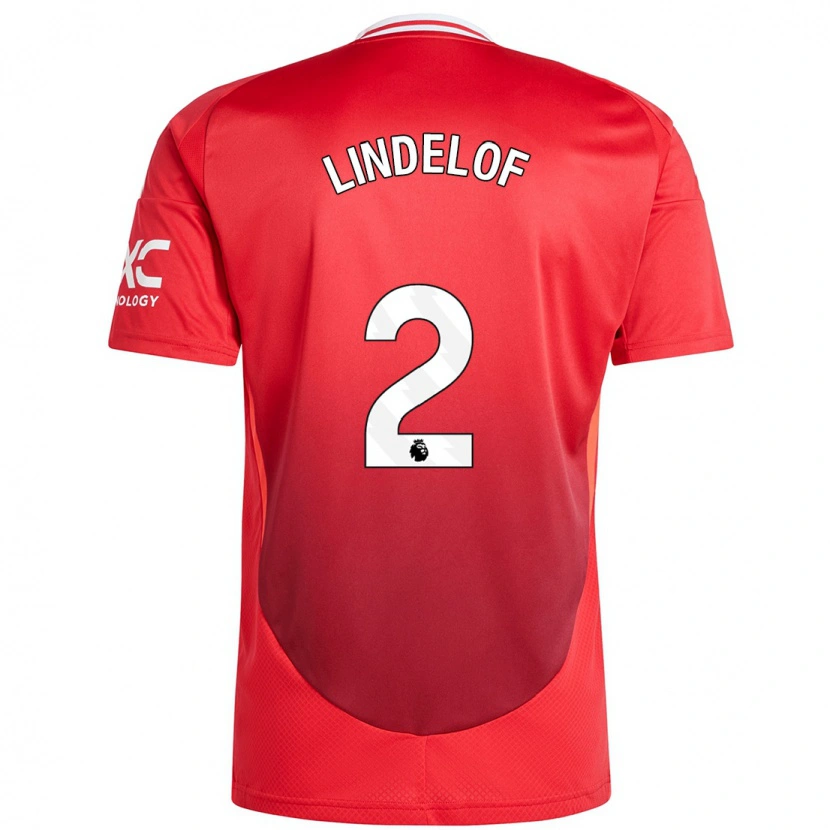 Danxen Barn Victor Lindelöf #2 Knallrødt Hjemmetrøye Drakt Trøye 2024/25 Skjorter T-Skjorte