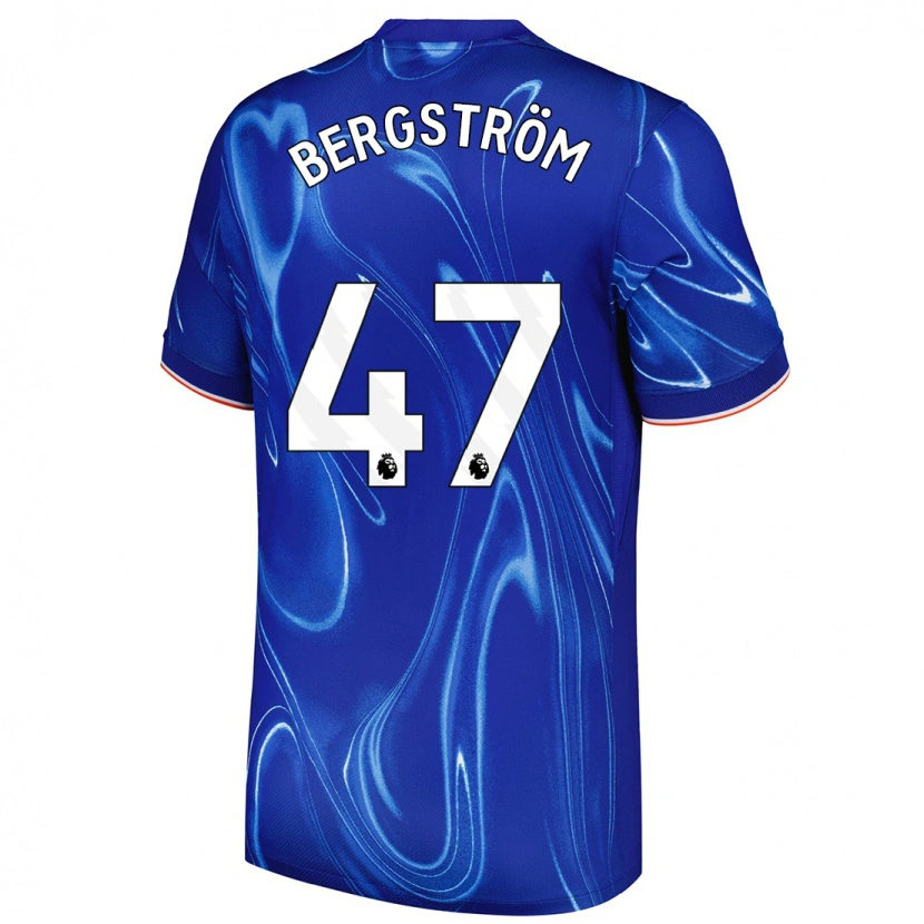 Danxen Barn Lucas Bergström #47 Blå Hvit Hjemmetrøye Drakt Trøye 2024/25 Skjorter T-Skjorte