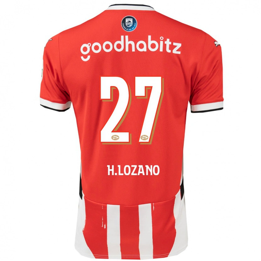 Danxen Barn Hirving Lozano #27 Rød Hvit Hjemmetrøye Drakt Trøye 2024/25 Skjorter T-Skjorte