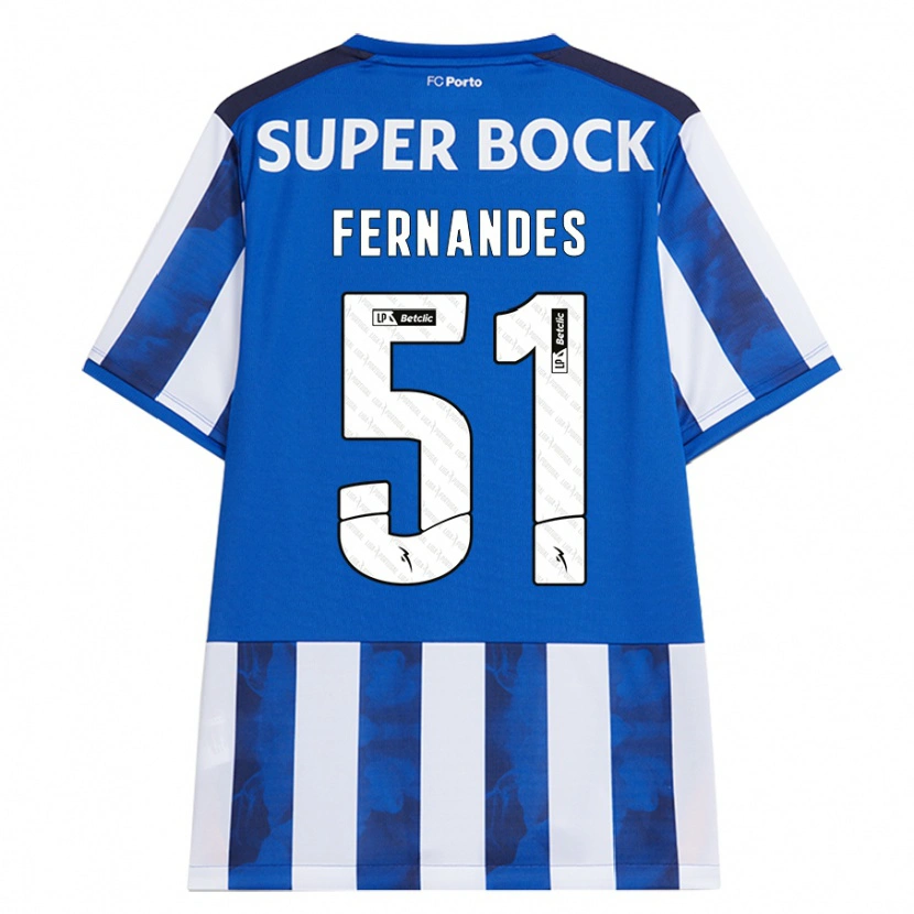 Danxen Barn Diogo Fernandes #51 Blå Hvit Hjemmetrøye Drakt Trøye 2024/25 Skjorter T-Skjorte