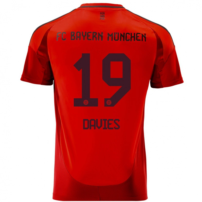 Danxen Barn Alphonso Davies #19 Rød Hjemmetrøye Drakt Trøye 2024/25 Skjorter T-Skjorte