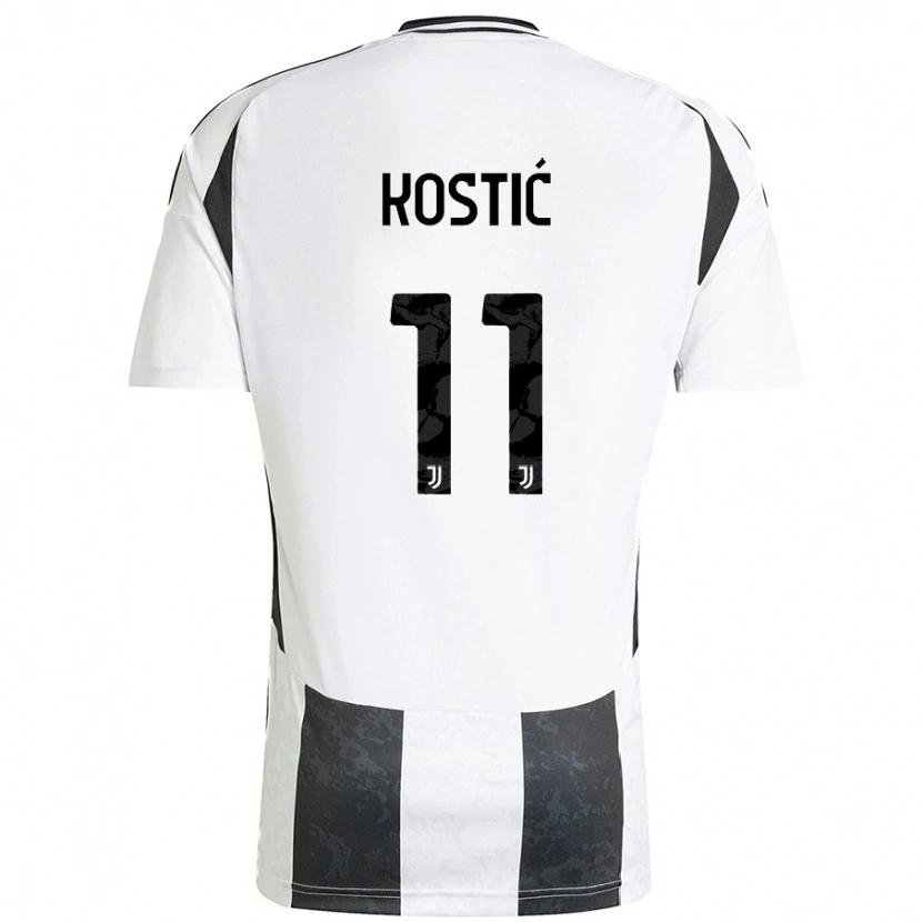 Danxen Barn Filip Kostić #11 Hvit Svart Hjemmetrøye Drakt Trøye 2024/25 Skjorter T-Skjorte
