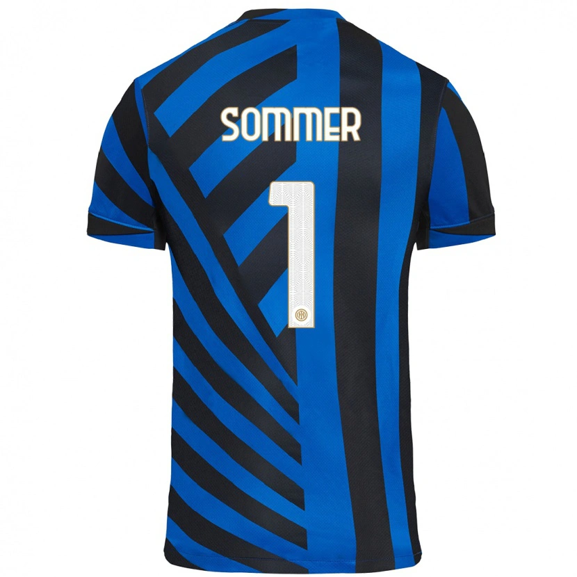 Danxen Barn Yann Sommer #1 Blå Svart Hjemmetrøye Drakt Trøye 2024/25 Skjorter T-Skjorte