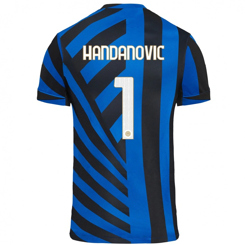 Danxen Barn Samir Handanovic #1 Blå Svart Hjemmetrøye Drakt Trøye 2024/25 Skjorter T-Skjorte