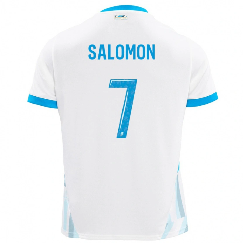Danxen Barn Maëva Salomon #7 Hvit Himmelblå Hjemmetrøye Drakt Trøye 2024/25 Skjorter T-Skjorte