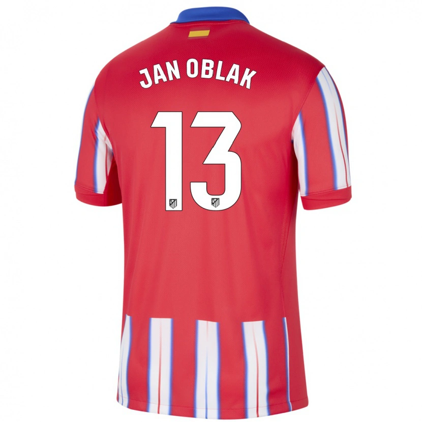 Danxen Barn Jan Oblak #13 Rød Hvit Blå Hjemmetrøye Drakt Trøye 2024/25 Skjorter T-Skjorte