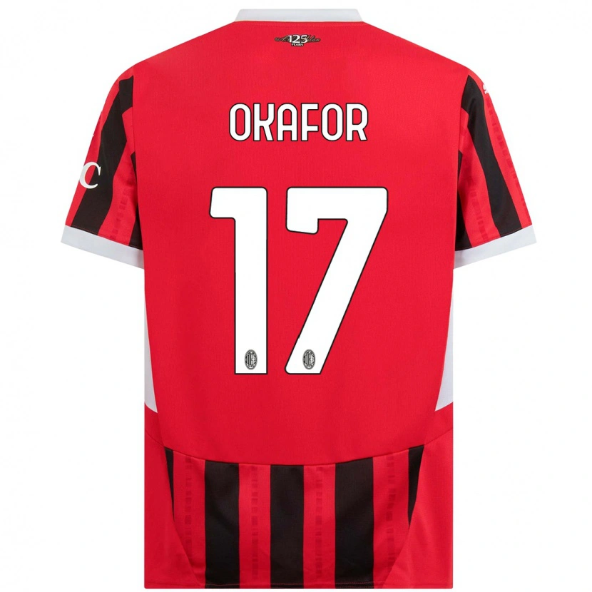 Danxen Barn Noah Okafor #17 Rød Svart Hjemmetrøye Drakt Trøye 2024/25 Skjorter T-Skjorte