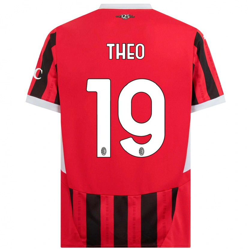 Danxen Barn Theo Hernández #19 Rød Svart Hjemmetrøye Drakt Trøye 2024/25 Skjorter T-Skjorte