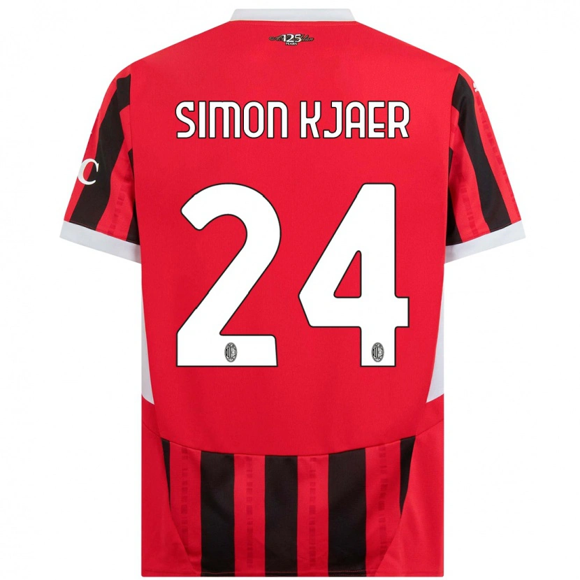 Danxen Barn Simon Kjaer #24 Rød Svart Hjemmetrøye Drakt Trøye 2024/25 Skjorter T-Skjorte