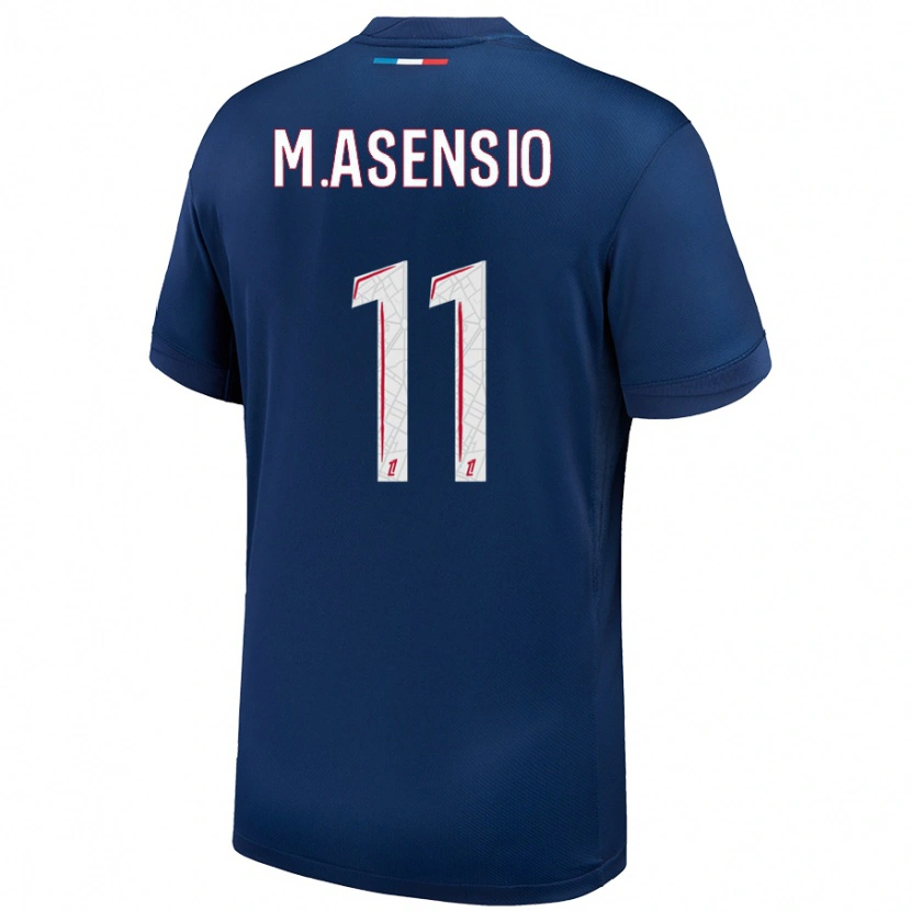 Danxen Barn Marco Asensio #11 Marineblå Hvit Hjemmetrøye Drakt Trøye 2024/25 Skjorter T-Skjorte