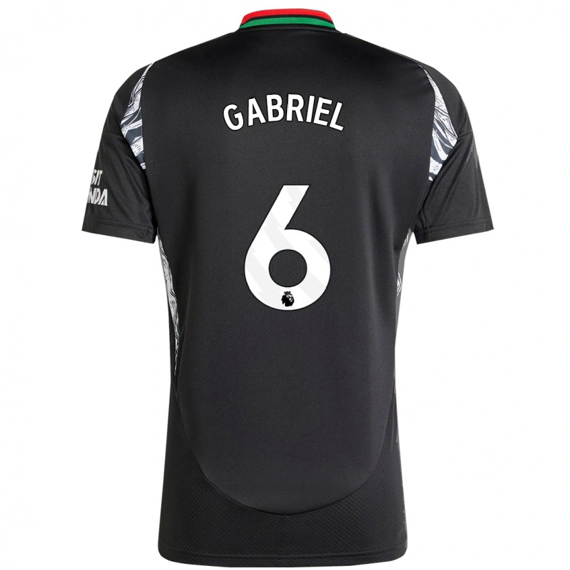 Danxen Barn Gabriel Magalhães #6 Svart Bortetrøye Drakt Trøye 2024/25 Skjorter T-Skjorte