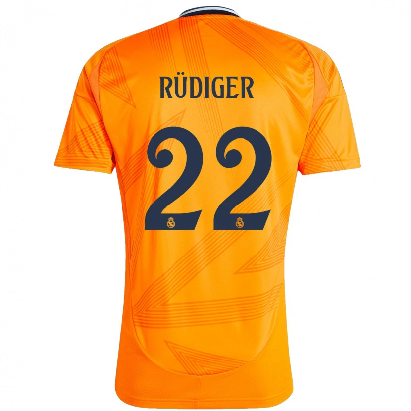Danxen Barn Antonio Rüdiger #22 Oransje Bortetrøye Drakt Trøye 2024/25 Skjorter T-Skjorte