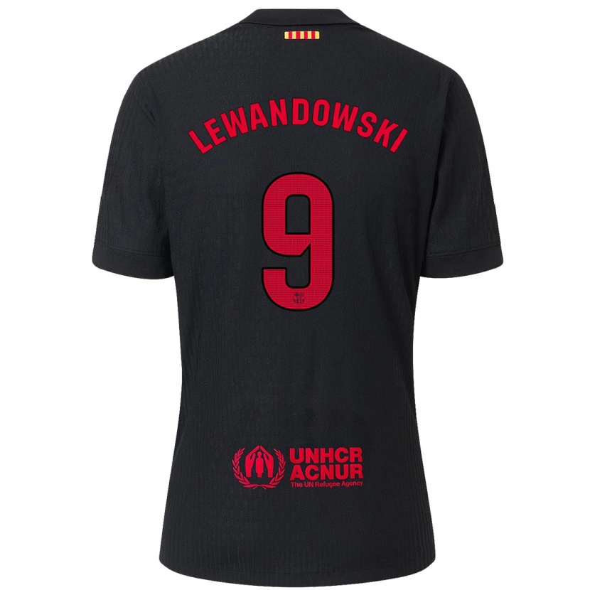 Danxen Barn Robert Lewandowski #9 Svart Rød Bortetrøye Drakt Trøye 2024/25 Skjorter T-Skjorte