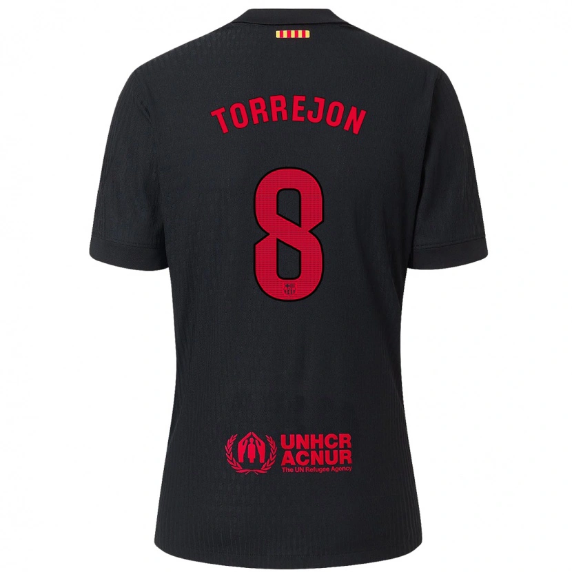 Danxen Barn Marta Torrejón #8 Svart Rød Bortetrøye Drakt Trøye 2024/25 Skjorter T-Skjorte