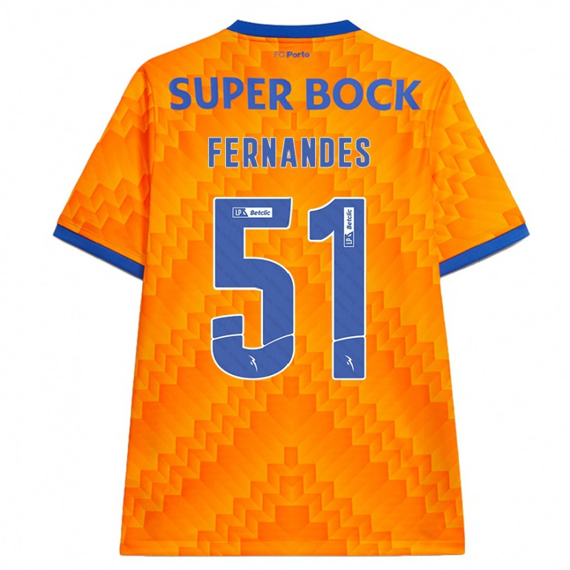 Danxen Barn Diogo Fernandes #51 Oransje Bortetrøye Drakt Trøye 2024/25 Skjorter T-Skjorte