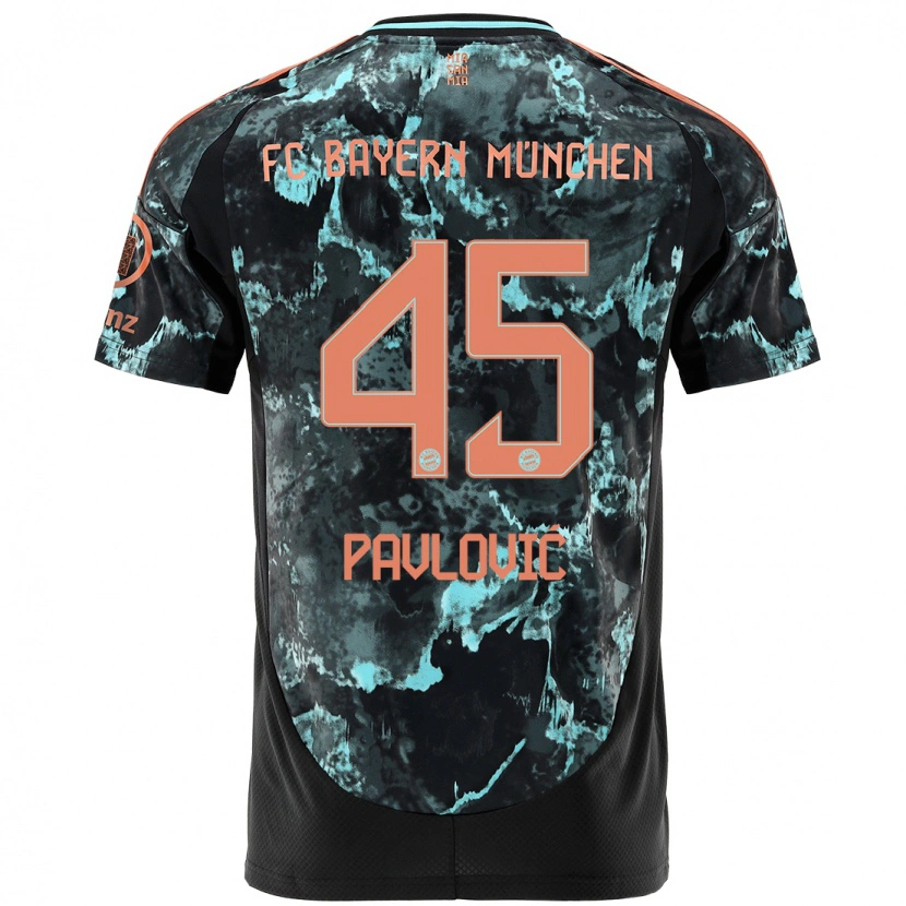 Danxen Barn Aleksandar Pavlovic #45 Svart Bortetrøye Drakt Trøye 2024/25 Skjorter T-Skjorte