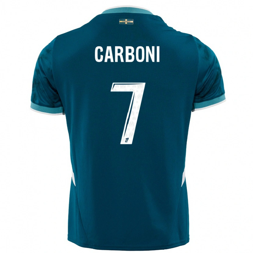 Danxen Barn Valentín Carboni #7 Turkis Blå Bortetrøye Drakt Trøye 2024/25 Skjorter T-Skjorte