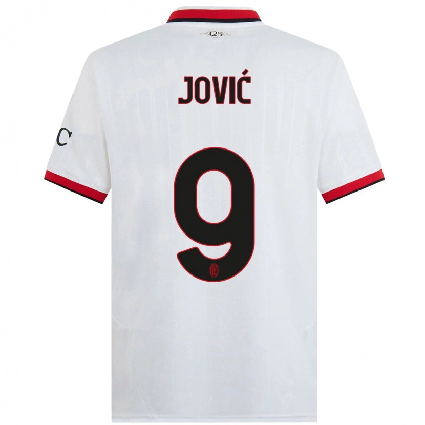 Danxen Barn Luka Jović #9 Hvit Svart Rød Bortetrøye Drakt Trøye 2024/25 Skjorter T-Skjorte