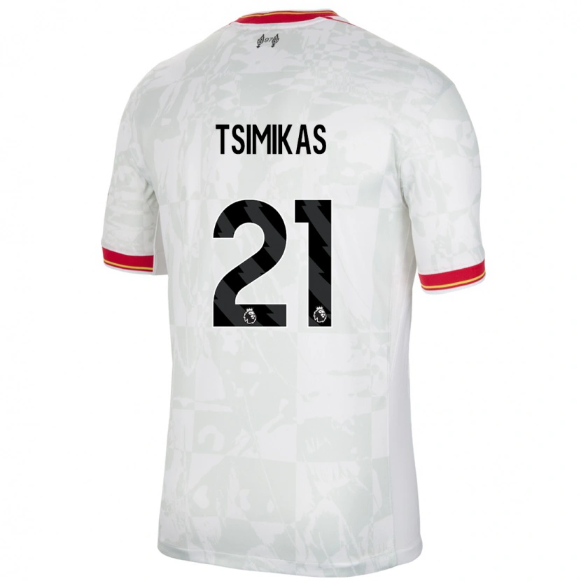 Danxen Barn Konstantinos Tsimikas #21 Hvit Rød Svart Tredje Sett Drakt Trøye 2024/25 Skjorter T-Skjorte