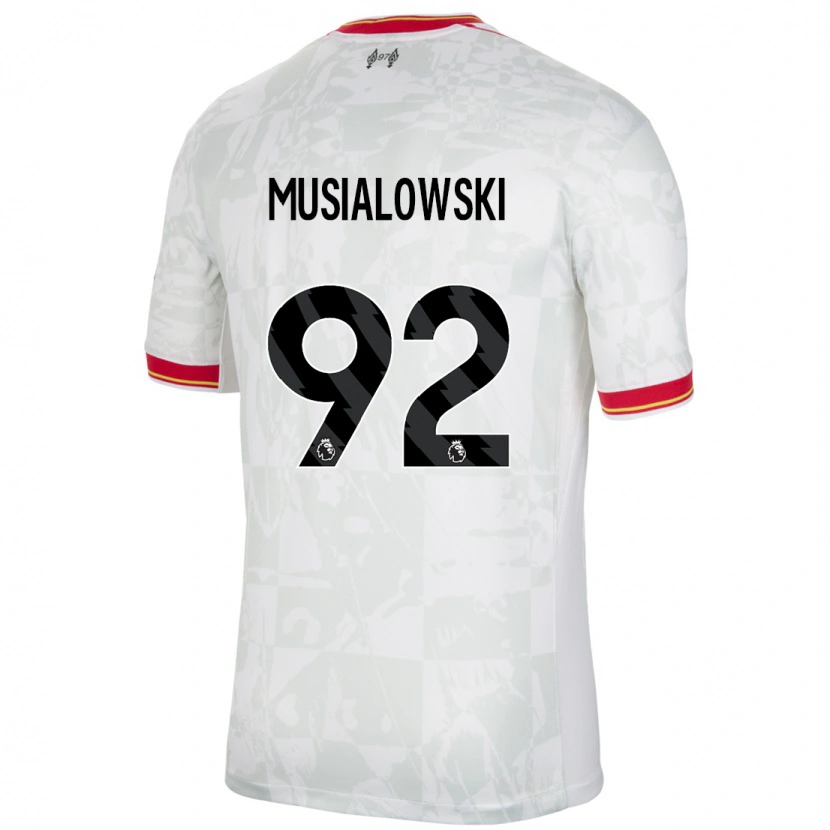 Danxen Barn Mateusz Musialowski #92 Hvit Rød Svart Tredje Sett Drakt Trøye 2024/25 Skjorter T-Skjorte