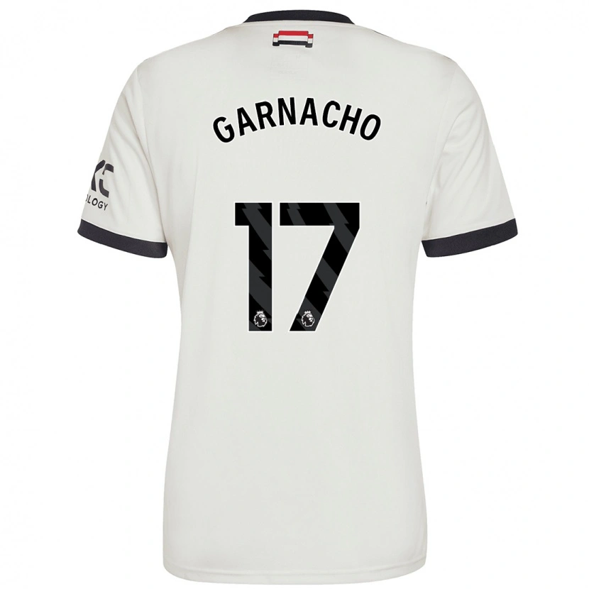 Danxen Barn Alejandro Garnacho #17 Off White Tredje Sett Drakt Trøye 2024/25 Skjorter T-Skjorte