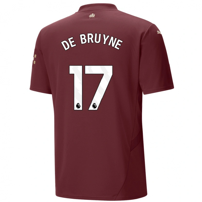 Danxen Barn Kevin De Bruyne #17 Rødbrun Tredje Sett Drakt Trøye 2024/25 Skjorter T-Skjorte
