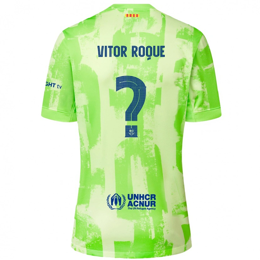 Danxen Barn Vitor Roque #8 Lime Tredje Sett Drakt Trøye 2024/25 Skjorter T-Skjorte