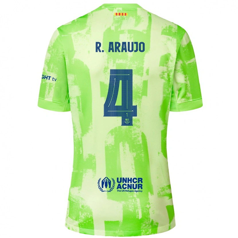 Danxen Barn Ronald Araujo #4 Lime Tredje Sett Drakt Trøye 2024/25 Skjorter T-Skjorte