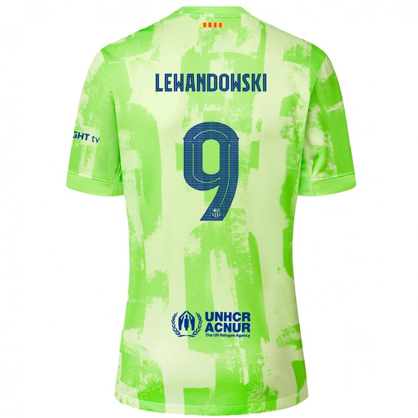 Danxen Barn Robert Lewandowski #9 Lime Tredje Sett Drakt Trøye 2024/25 Skjorter T-Skjorte