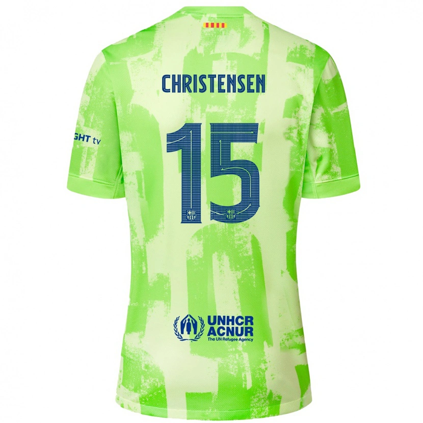 Danxen Barn Andreas Christensen #15 Lime Tredje Sett Drakt Trøye 2024/25 Skjorter T-Skjorte