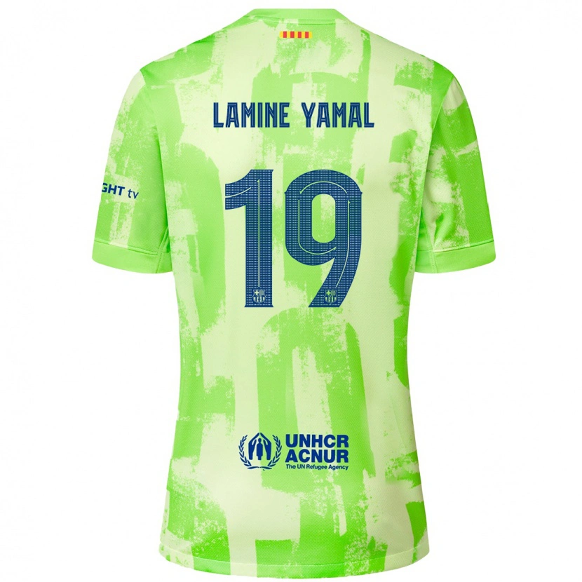 Danxen Barn Lamine Yamal #19 Lime Tredje Sett Drakt Trøye 2024/25 Skjorter T-Skjorte