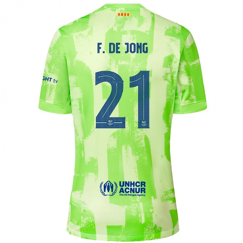 Danxen Barn Frenkie De Jong #21 Lime Tredje Sett Drakt Trøye 2024/25 Skjorter T-Skjorte