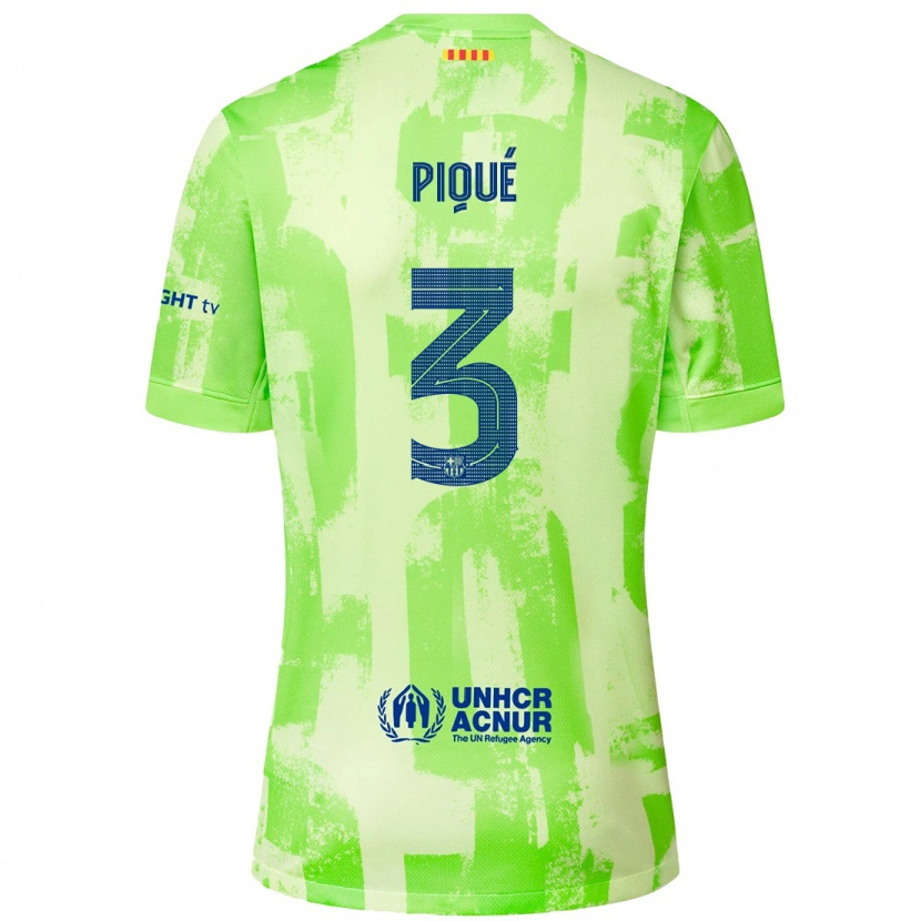 Danxen Barn Gerard Pique #3 Lime Tredje Sett Drakt Trøye 2024/25 Skjorter T-Skjorte