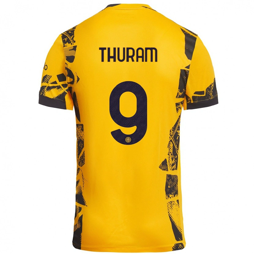 Danxen Barn Marcus Thuram #9 Gull Svart Tredje Sett Drakt Trøye 2024/25 Skjorter T-Skjorte