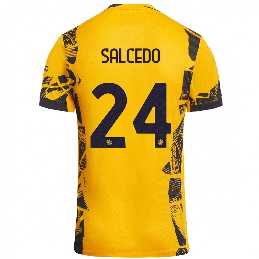 Danxen Barn Eddie Salcedo #24 Gull Svart Tredje Sett Drakt Trøye 2024/25 Skjorter T-Skjorte