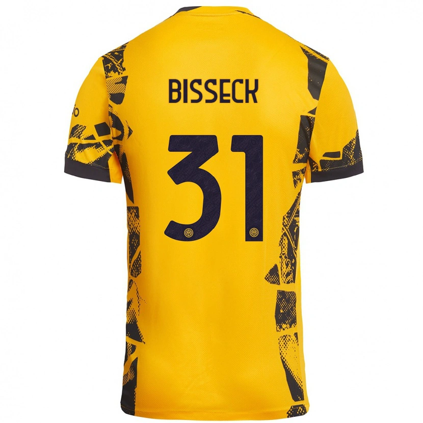 Danxen Barn Yann Bisseck #31 Gull Svart Tredje Sett Drakt Trøye 2024/25 Skjorter T-Skjorte